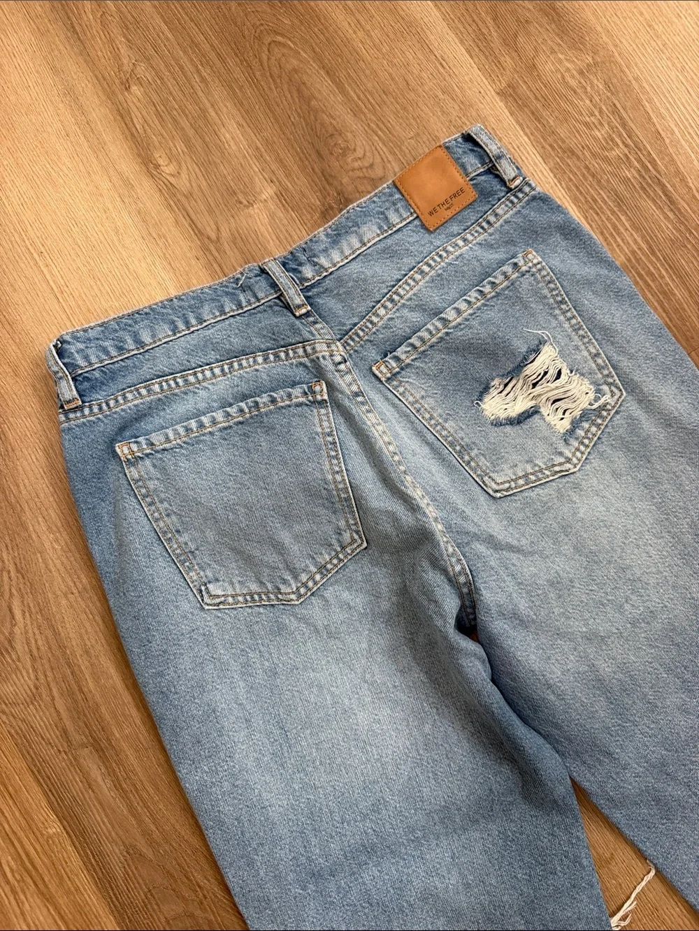 Free People We The Free New Dawn Flare Distressed Jeans Wide Leg Size 27